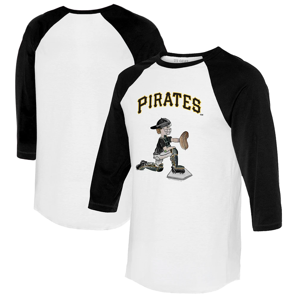 Women's Tiny Turnip White/Black Pittsburgh Pirates Caleb 3/4-Sleeve Raglan T-Shirt