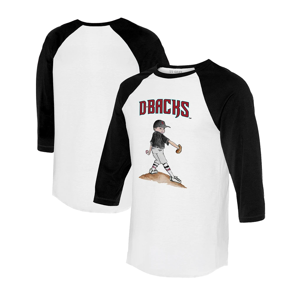 Women's Tiny Turnip White/Black Arizona Diamondbacks Clemente 3/4-Sleeve Raglan T-Shirt