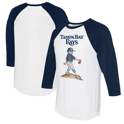 Women's Tiny Turnip White/Navy Tampa Bay Rays Clemente 3/4-Sleeve Raglan T-Shirt