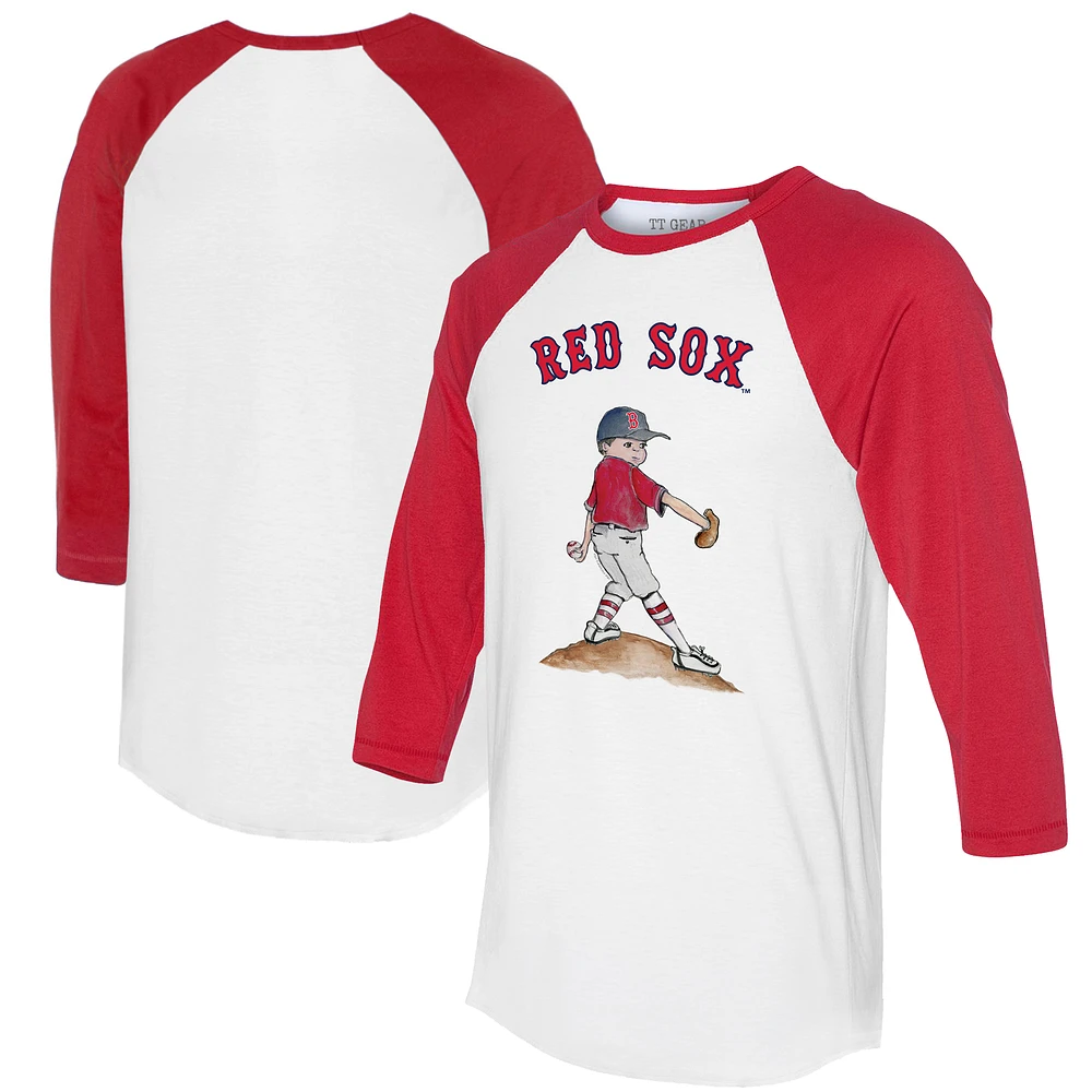 Women's Tiny Turnip White/Red Boston Red Sox Clemente 3/4-Sleeve Raglan T-Shirt