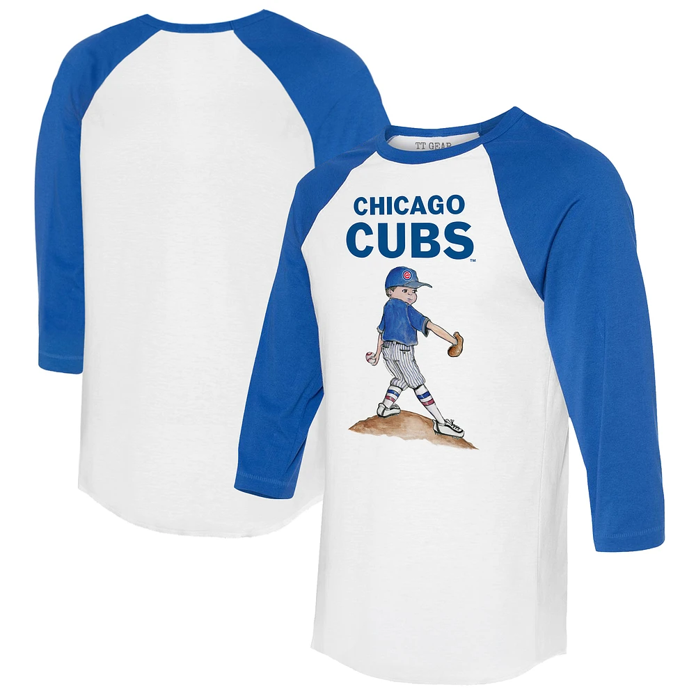 Women's Tiny Turnip White/Royal Chicago Cubs Clemente 3/4-Sleeve Raglan T-Shirt