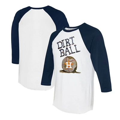 Women's Tiny Turnip White/Navy Houston Astros Dirt Ball 3/4-Sleeve Raglan T-Shirt