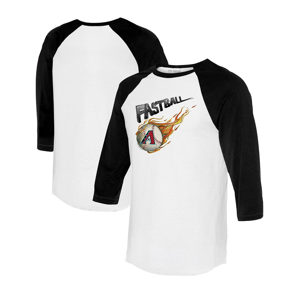 Women's Tiny Turnip White/Black Arizona Diamondbacks Fastball 3/4-Sleeve Raglan T-Shirt