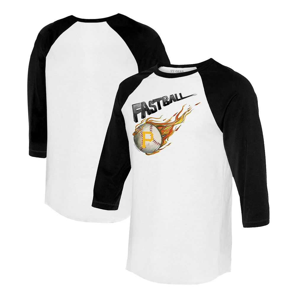 Women's Tiny Turnip White/Black Pittsburgh Pirates Fastball 3/4-Sleeve Raglan T-Shirt
