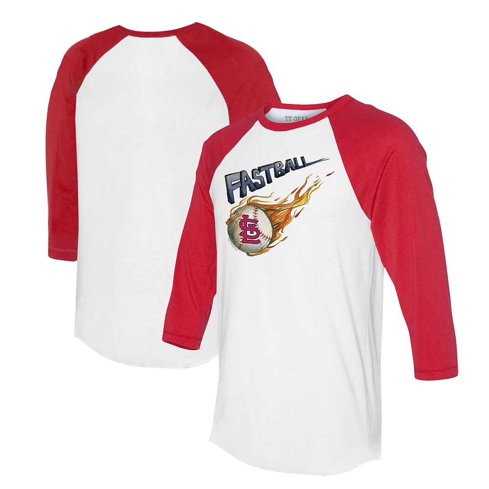 Women's Tiny Turnip White/Red St. Louis Cardinals Fastball 3/4-Sleeve Raglan T-Shirt