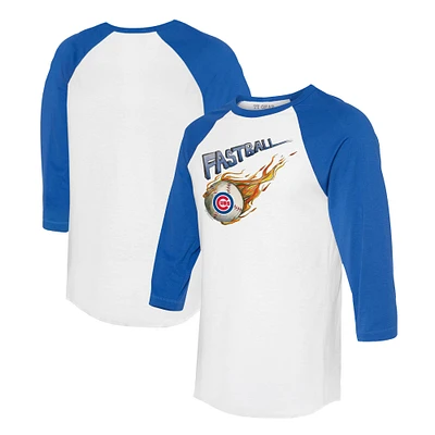 Women's Tiny Turnip White/Royal Chicago Cubs Fastball 3/4-Sleeve Raglan T-Shirt