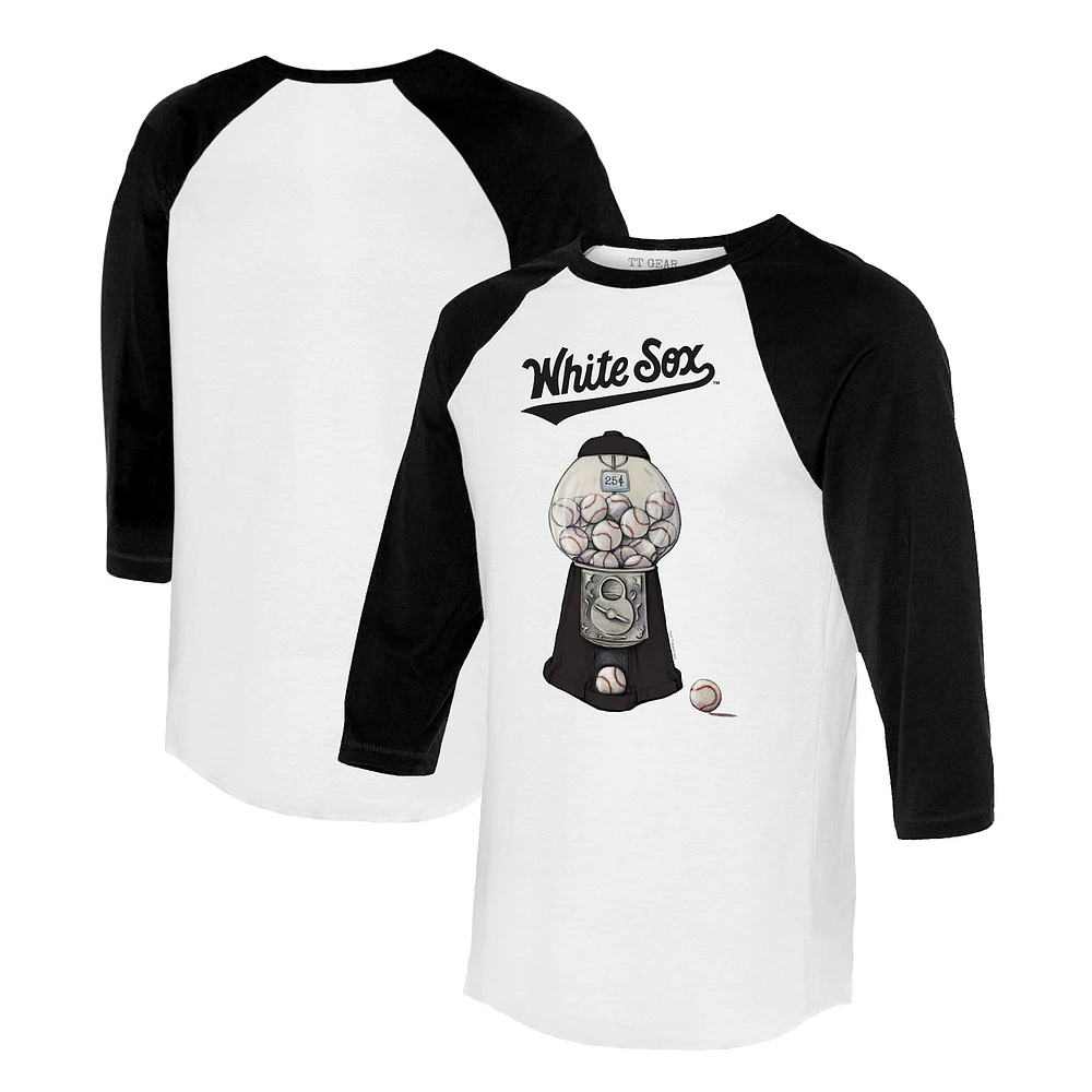 Women's Tiny Turnip White/Black Chicago White Sox Gumball Machine 3/4-Sleeve Raglan T-Shirt