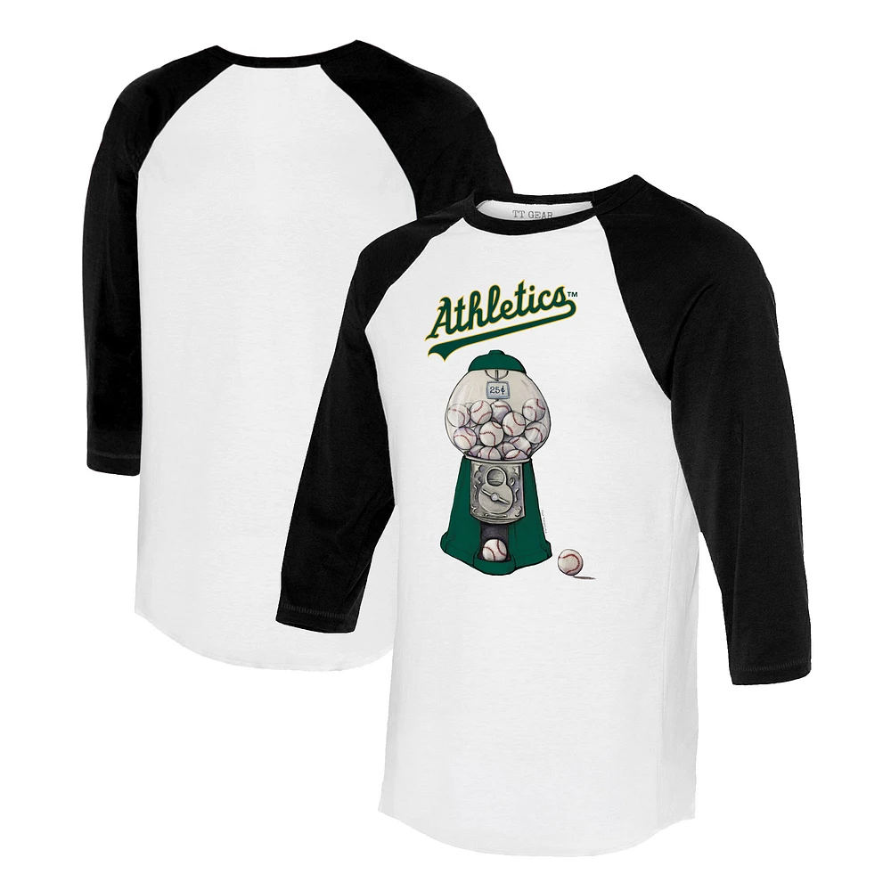 Women's Tiny Turnip White/Black Athletics Gumball Machine 3/4-Sleeve Raglan T-Shirt