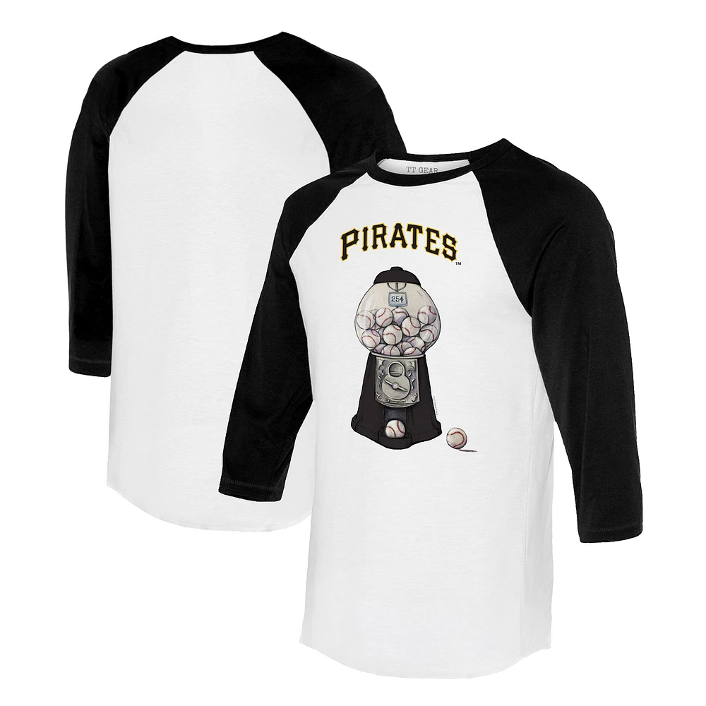 Women's Tiny Turnip White/Black Pittsburgh Pirates Gumball Machine 3/4-Sleeve Raglan T-Shirt
