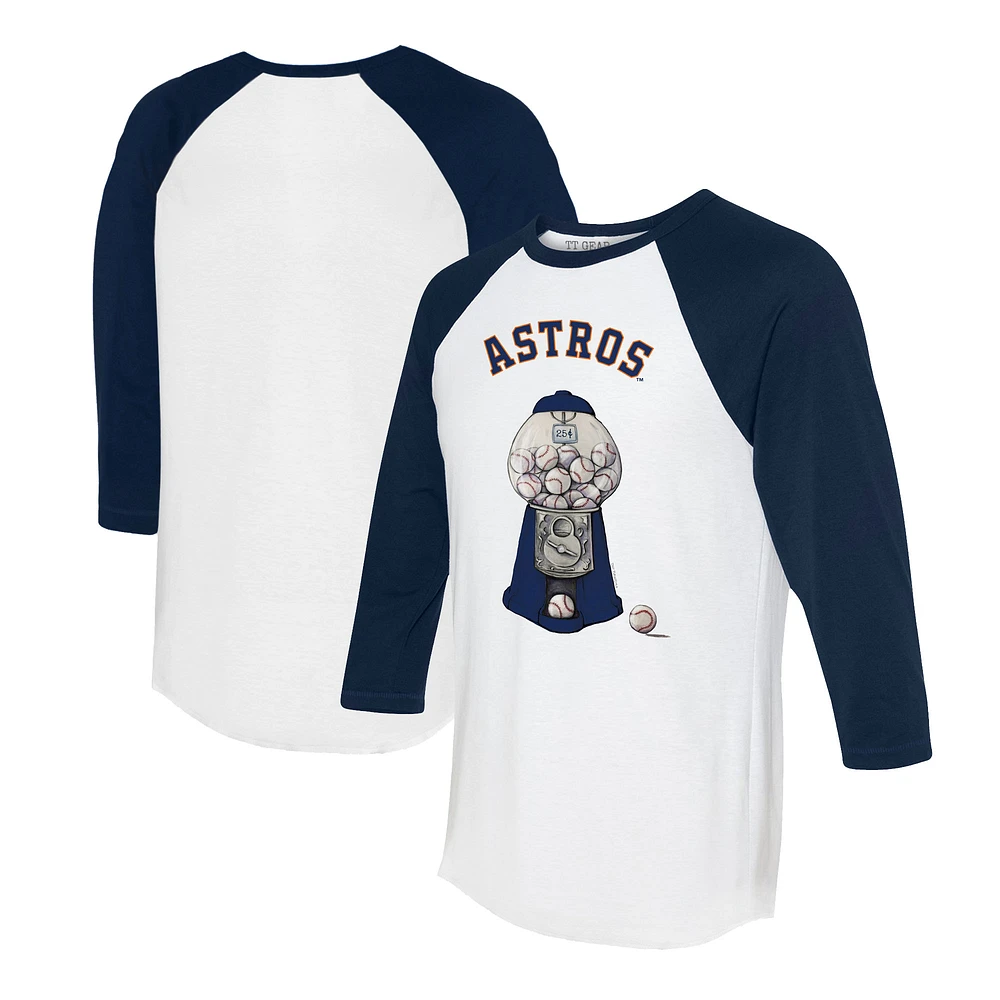 Women's Tiny Turnip White/Navy Houston Astros Gumball Machine 3/4-Sleeve Raglan T-Shirt