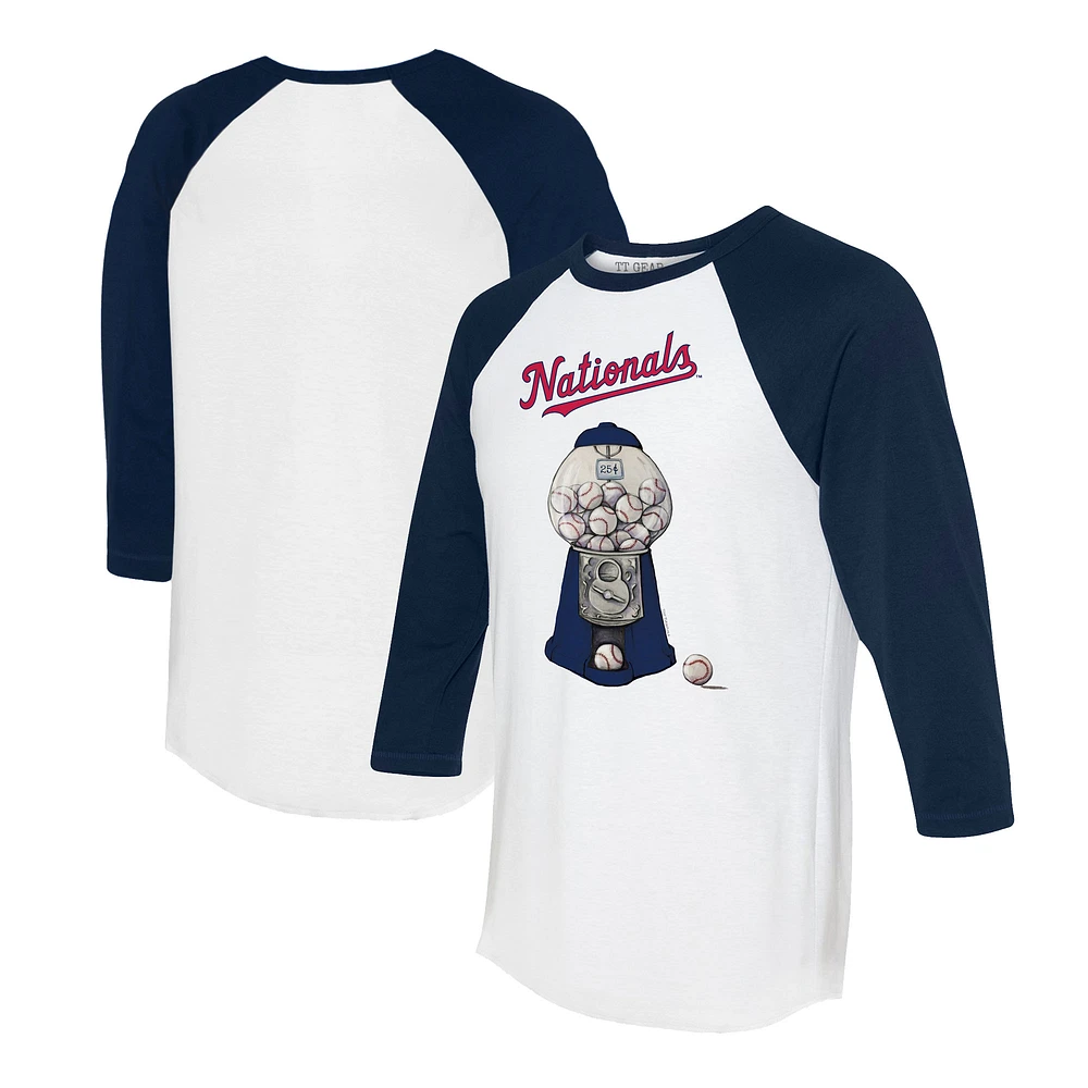 Women's Tiny Turnip White/Navy Washington Nationals Gumball Machine 3/4-Sleeve Raglan T-Shirt