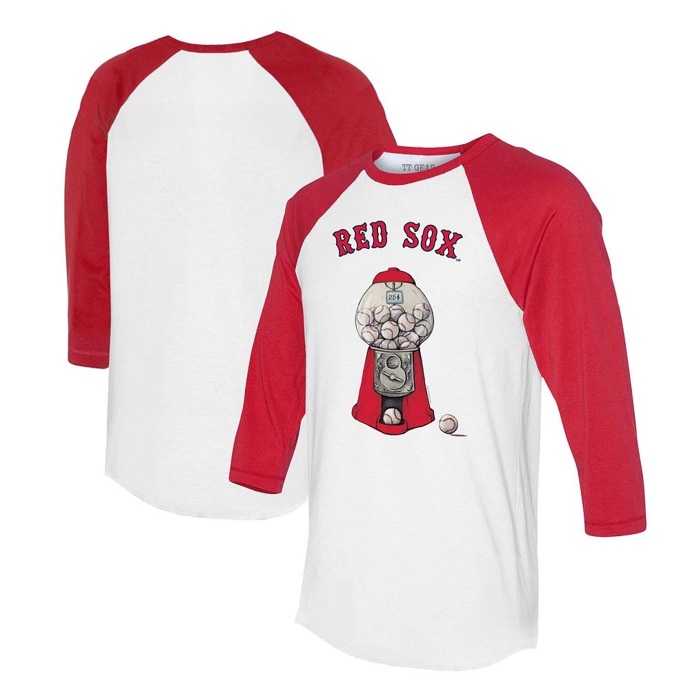 Women's Tiny Turnip White/Red Boston Red Sox Gumball Machine 3/4-Sleeve Raglan T-Shirt