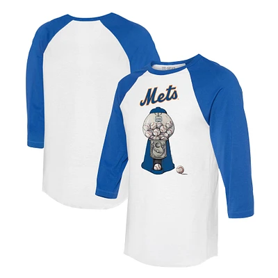 Women's Tiny Turnip White/Royal New York Mets Gumball Machine 3/4-Sleeve Raglan T-Shirt