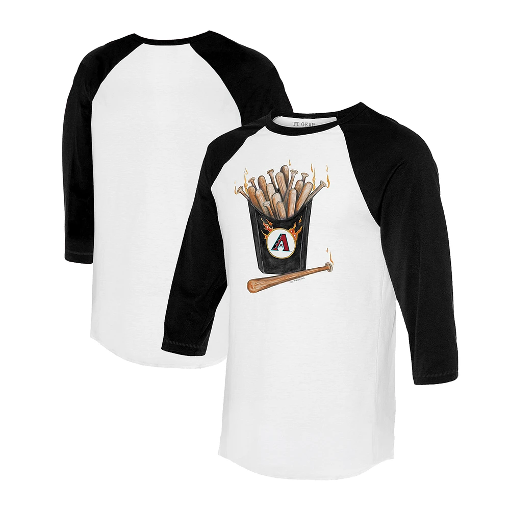Women's Tiny Turnip White/Black Arizona Diamondbacks Hot Bats 3/4-Sleeve Raglan T-Shirt