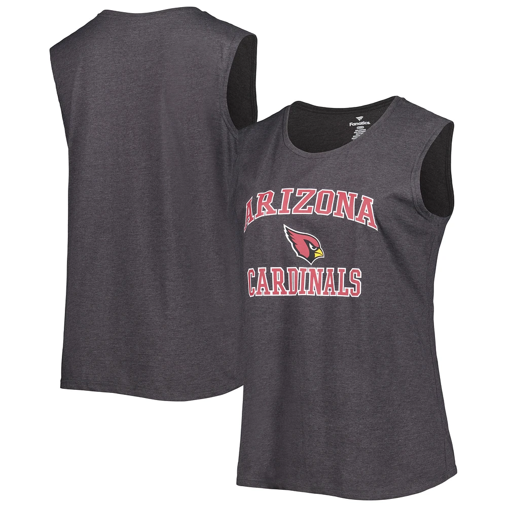 Women's Fanatics Heather Charcoal Arizona Cardinals Plus Tank Top