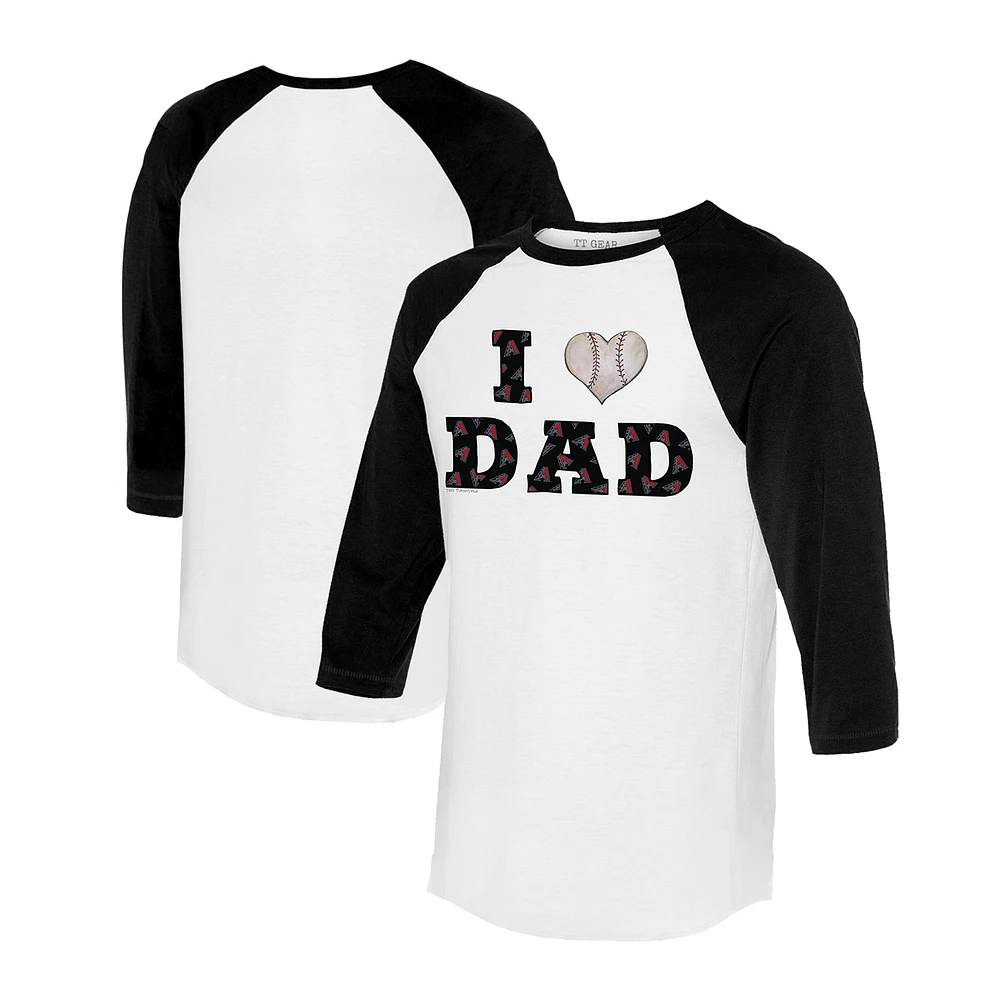 Women's Tiny Turnip White/Black Arizona Diamondbacks I Love Dad 3/4-Sleeve Raglan T-Shirt