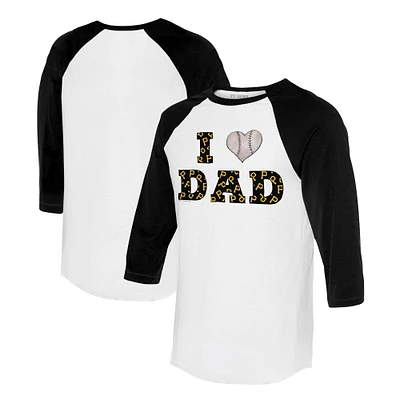 Women's Tiny Turnip White/Black Pittsburgh Pirates I Love Dad 3/4-Sleeve Raglan T-Shirt