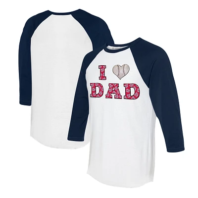Women's Tiny Turnip White/Navy Washington Nationals I Love Dad 3/4-Sleeve Raglan T-Shirt