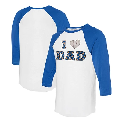 Women's Tiny Turnip White/Royal New York Mets I Love Dad 3/4-Sleeve Raglan T-Shirt