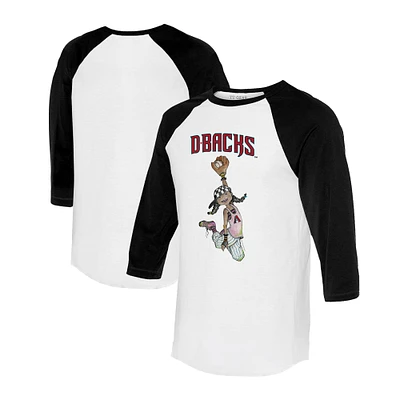 Women's Tiny Turnip White/Black Arizona Diamondbacks Jada 3/4-Sleeve Raglan T-Shirt