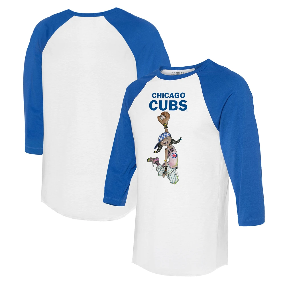Women's Tiny Turnip White/Royal Chicago Cubs Jada 3/4-Sleeve Raglan T-Shirt