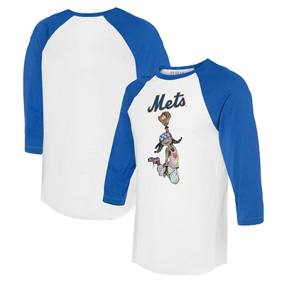 Women's Tiny Turnip White/Royal New York Mets Jada 3/4-Sleeve Raglan T-Shirt