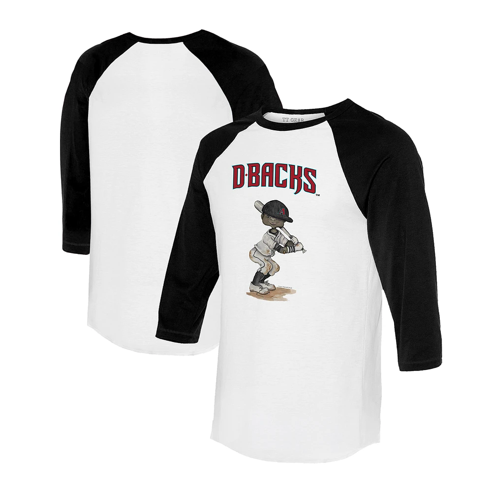 Women's Tiny Turnip White/Black Arizona Diamondbacks James 3/4-Sleeve Raglan T-Shirt