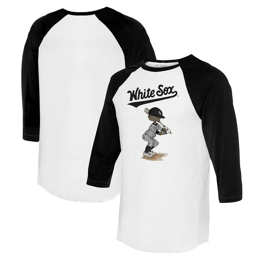 Women's Tiny Turnip White/Black Chicago White Sox James 3/4-Sleeve Raglan T-Shirt