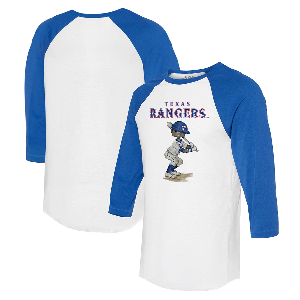Women's Tiny Turnip White/Royal Texas Rangers James 3/4-Sleeve Raglan T-Shirt