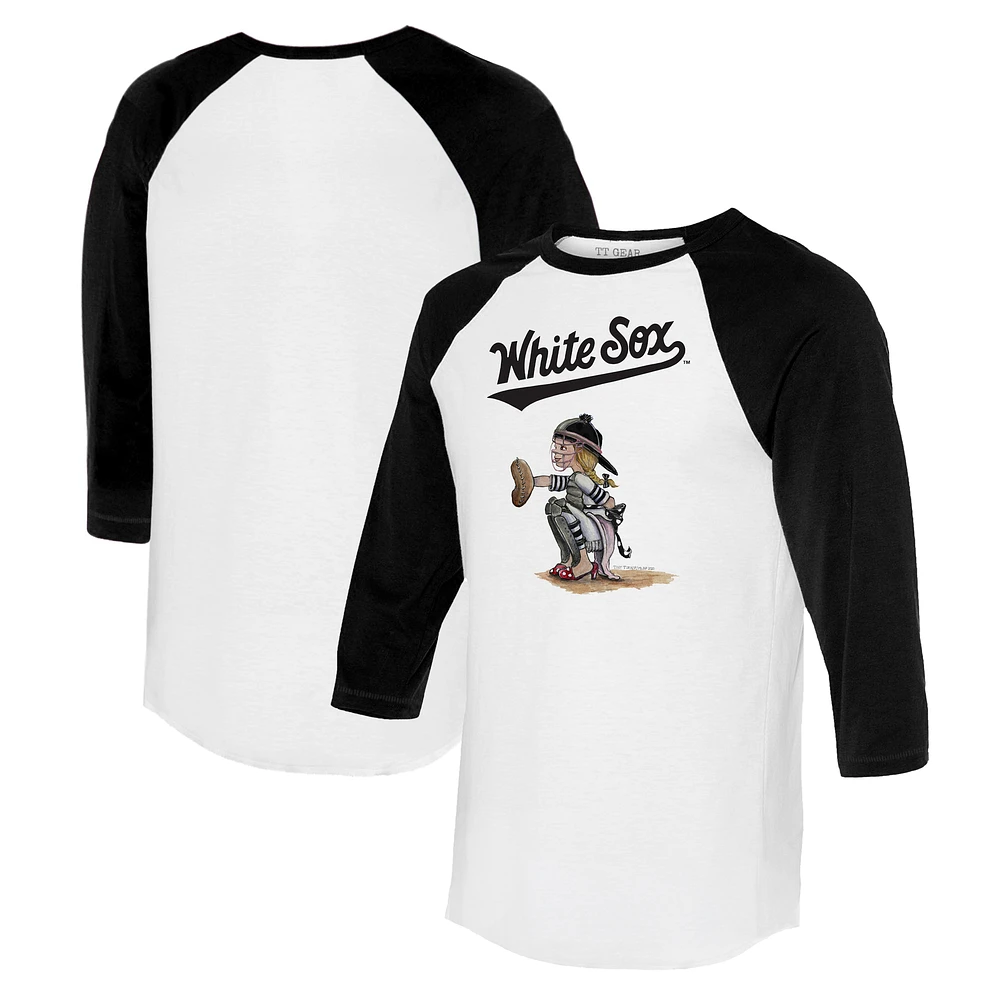 Women's Tiny Turnip White/Black Chicago White Sox Kate 3/4-Sleeve Raglan T-Shirt