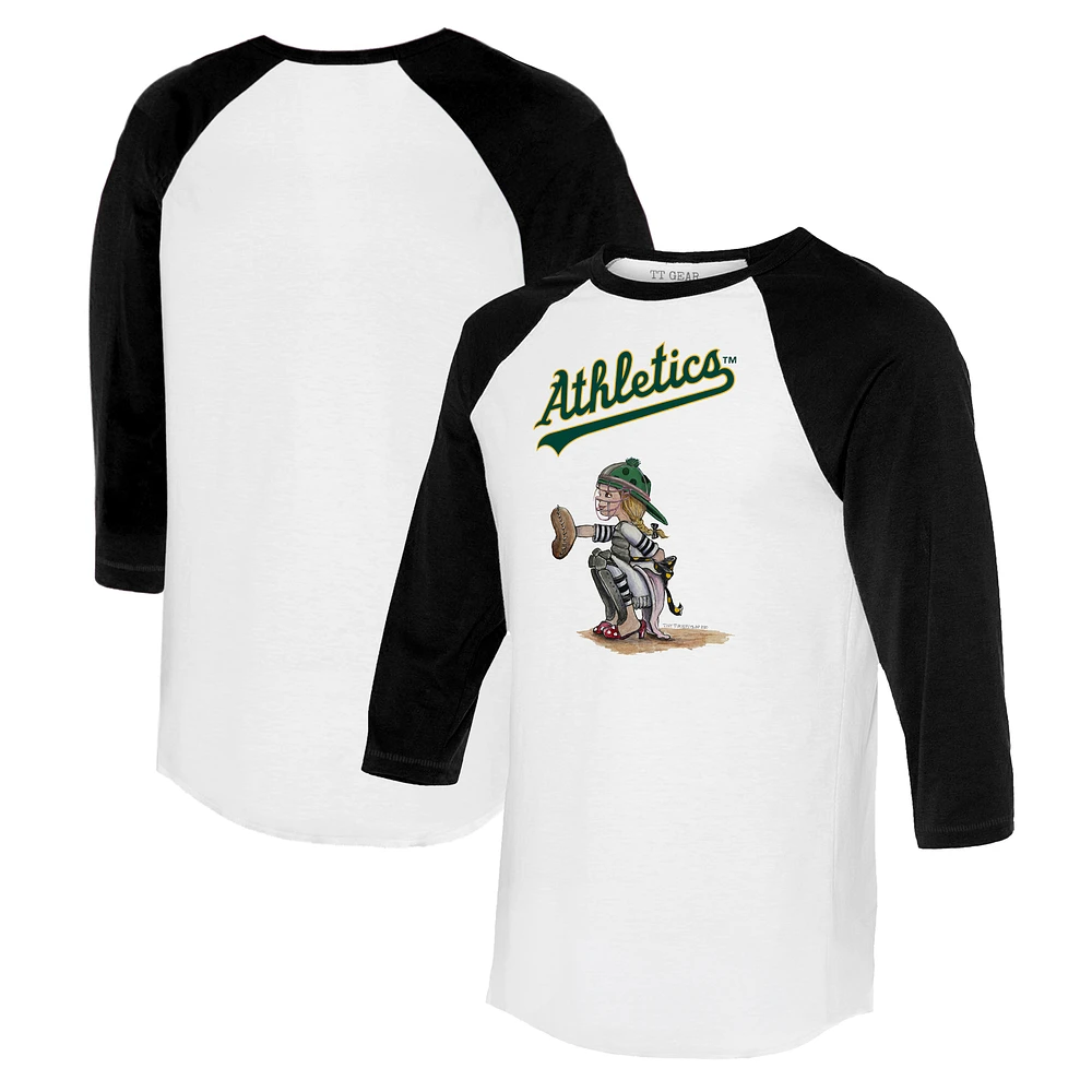Women's Tiny Turnip White/Black Athletics Kate 3/4-Sleeve Raglan T-Shirt