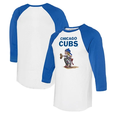 Women's Tiny Turnip White/Royal Chicago Cubs Kate 3/4-Sleeve Raglan T-Shirt