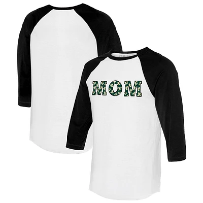 Women's Tiny Turnip White/Black Athletics Logo Mom 3/4-Sleeve Raglan T-Shirt