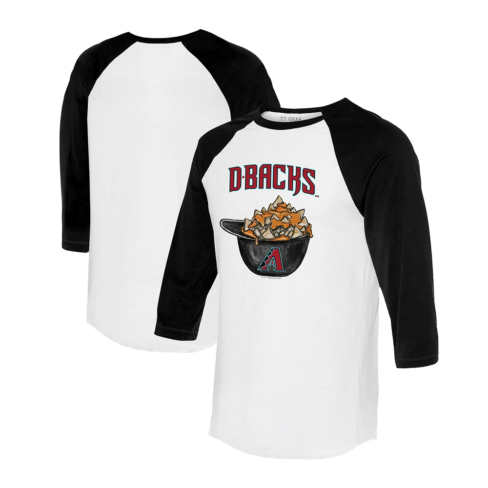 Women's Tiny Turnip White/Black Arizona Diamondbacks Nacho Helmet 3/4-Sleeve Raglan T-Shirt