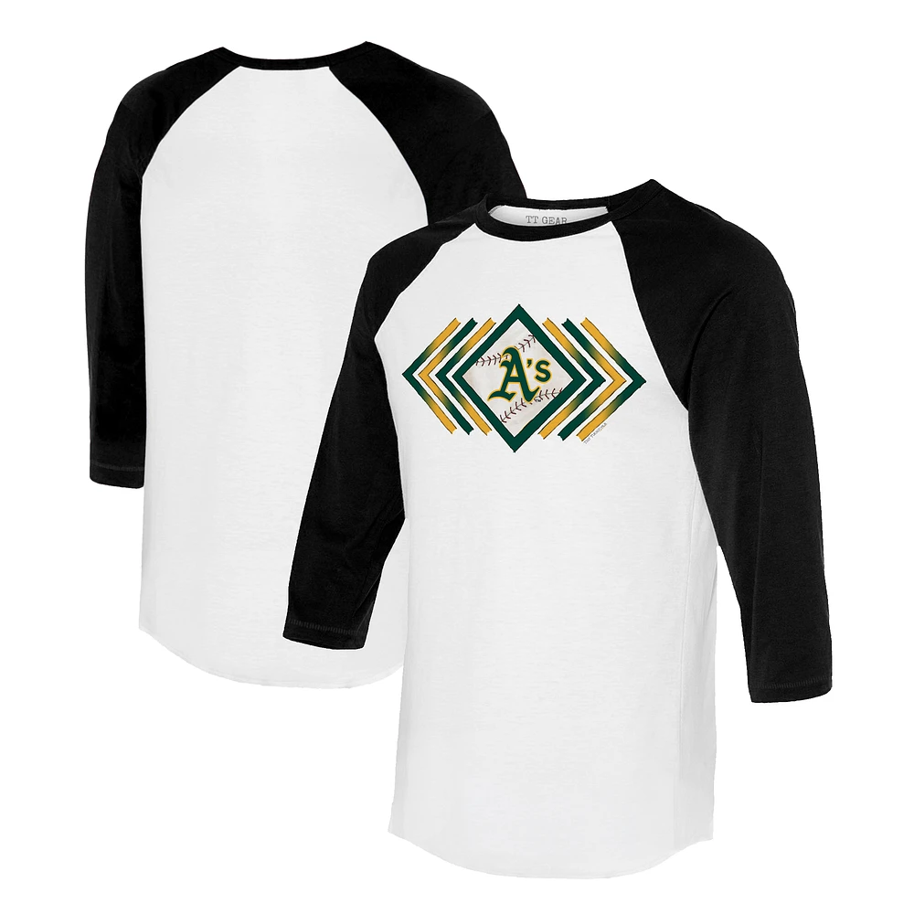 Women's Tiny Turnip White/Black Athletics Prism Arrows 3/4-Sleeve Raglan T-Shirt