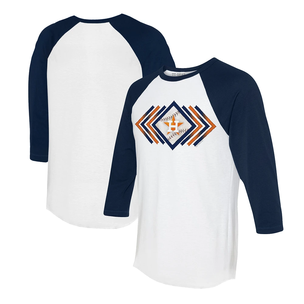 Women's Tiny Turnip White/Navy Houston Astros Prism Arrows 3/4-Sleeve Raglan T-Shirt