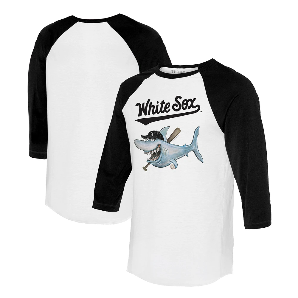 Women's Tiny Turnip White/Black Chicago White Sox Shark 3/4-Sleeve Raglan T-Shirt