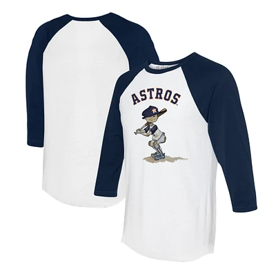 Women's Tiny Turnip White/Navy Houston Astros Slugger 3/4-Sleeve Raglan T-Shirt