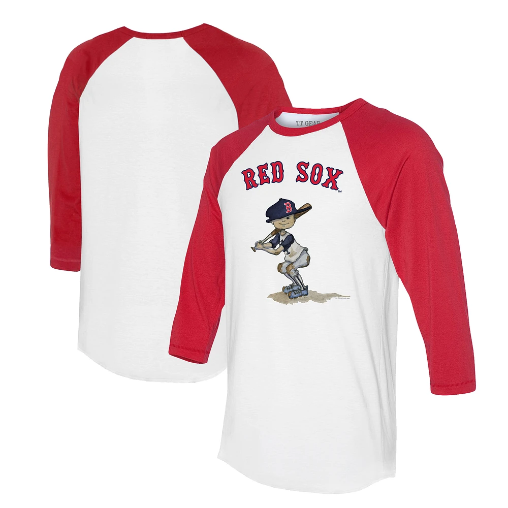 Women's Tiny Turnip White/Red Boston Red Sox Slugger 3/4-Sleeve Raglan T-Shirt