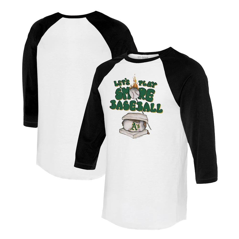 Women's Tiny Turnip White/Black Athletics Smores 3/4-Sleeve Raglan T-Shirt