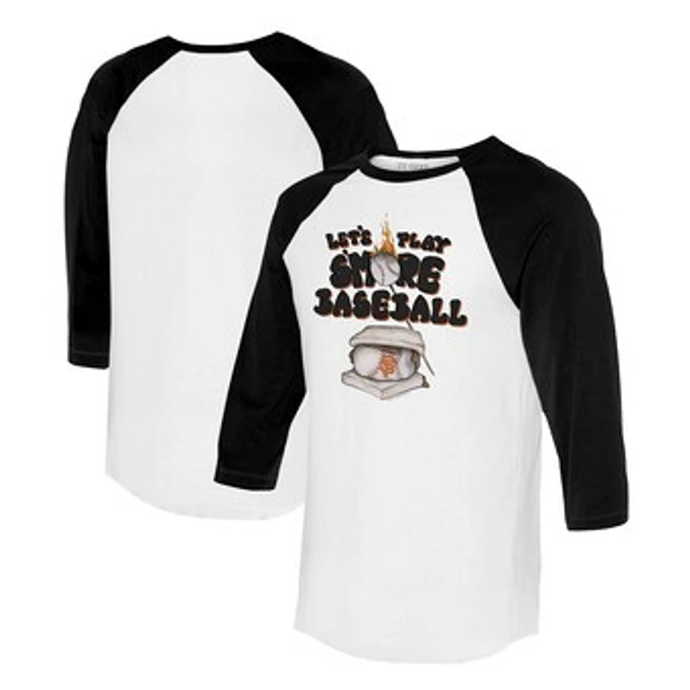 Women's Tiny Turnip White/Black San Francisco Giants Smores 3/4-Sleeve Raglan T-Shirt