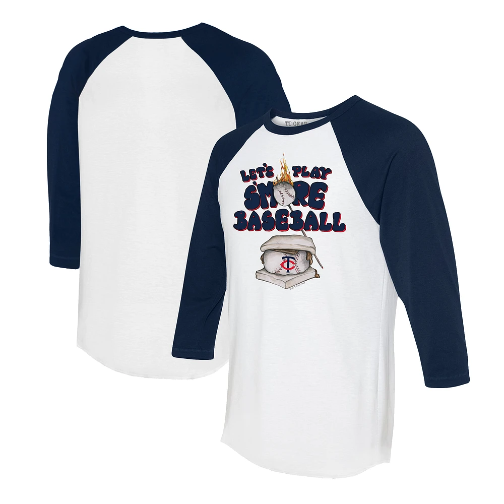 Women's Tiny Turnip White/Navy Minnesota Twins Smores 3/4-Sleeve Raglan T-Shirt