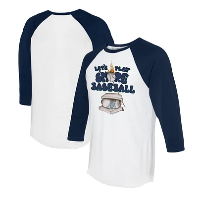 Women's Tiny Turnip White/Navy Seattle Mariners Smores 3/4-Sleeve Raglan T-Shirt