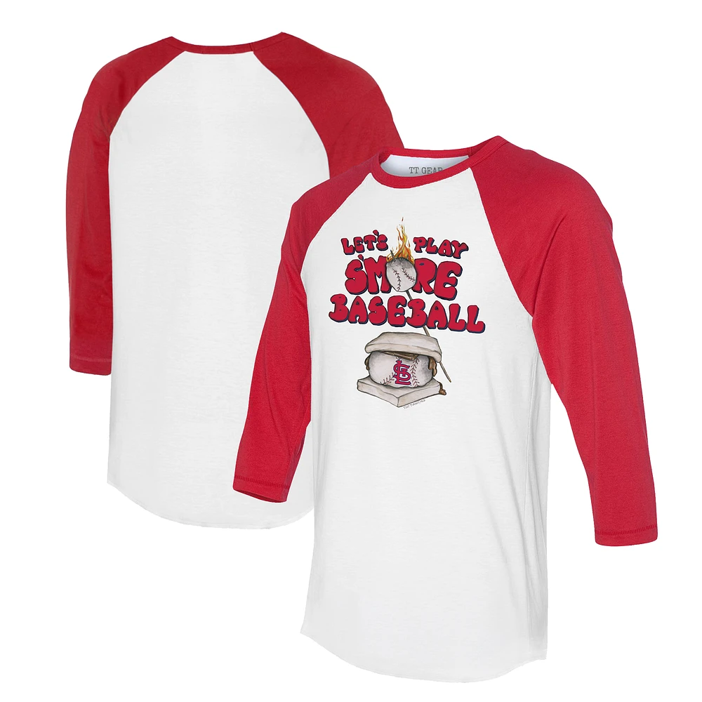 Women's Tiny Turnip White/Red St. Louis Cardinals Smores 3/4-Sleeve Raglan T-Shirt