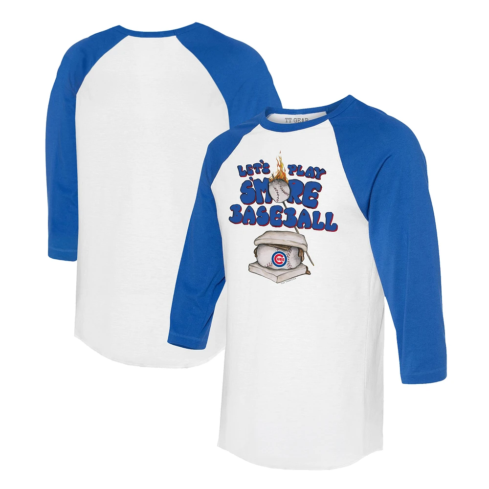 Women's Tiny Turnip White/Royal Chicago Cubs Smores 3/4-Sleeve Raglan T-Shirt