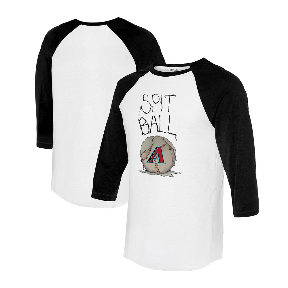 Women's Tiny Turnip White/Black Arizona Diamondbacks Spit Ball 3/4-Sleeve Raglan T-Shirt
