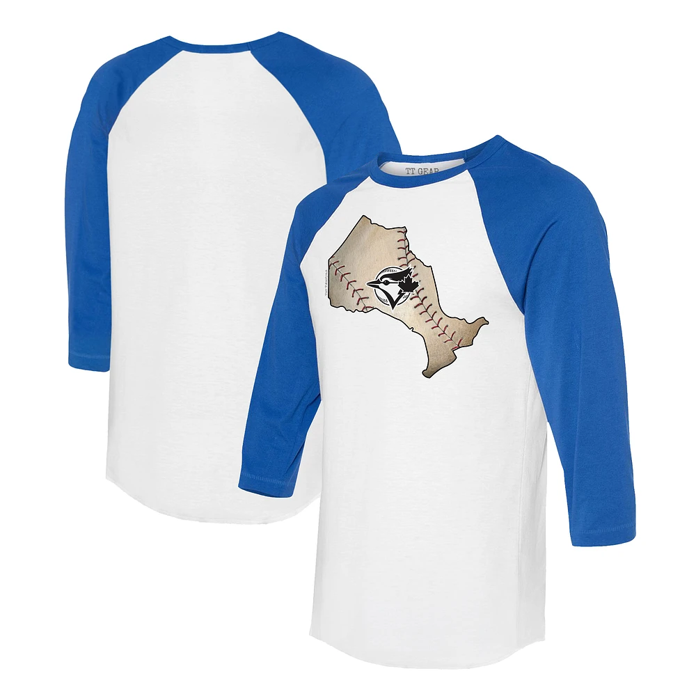 Unisex Tiny Turnip White/Royal Toronto Blue Jays Province Outline 3/4-Sleeve Raglan T-Shirt