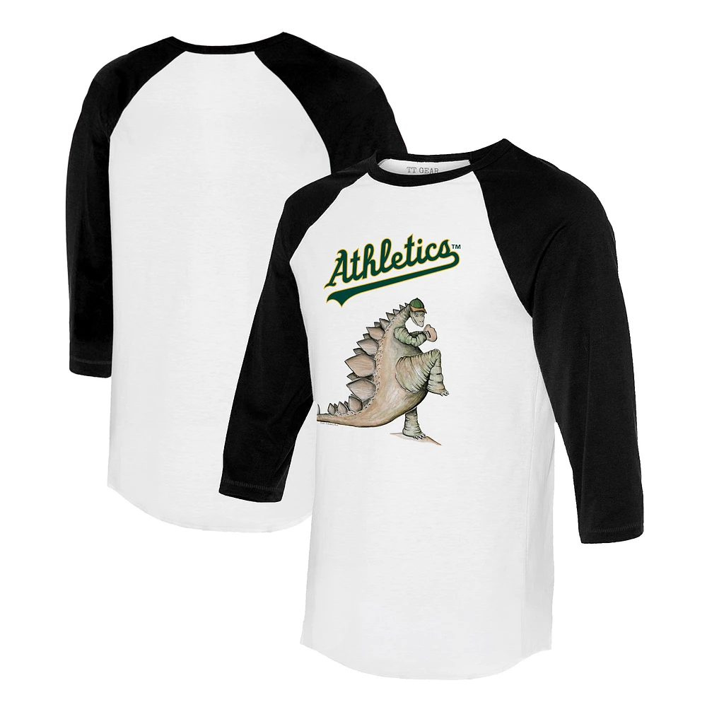 Unisex Tiny Turnip White/Black Athletics Stega 3/4-Sleeve Raglan T-Shirt