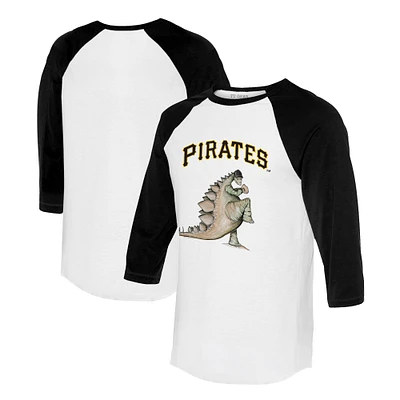 Unisex Tiny Turnip White/Black Pittsburgh Pirates Stega 3/4-Sleeve Raglan T-Shirt