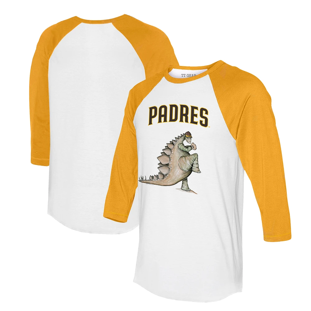 Unisex Tiny Turnip White/Gold San Diego Padres Stega 3/4-Sleeve Raglan T-Shirt